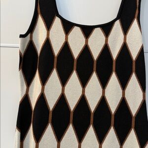 House of Harlow 1960 Black and Cream Diamond Midi knit Dress fits like us 6 m